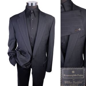 Ermenegildo Zegna TROFEO Blazer Jacket 42L Striped Wool Sport Coat 2-Button VTG
